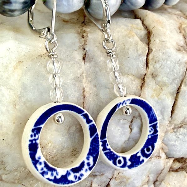 New Design ~ GSCG Recycled Porcelain Art w/ Czech Glass 3 Bead Line