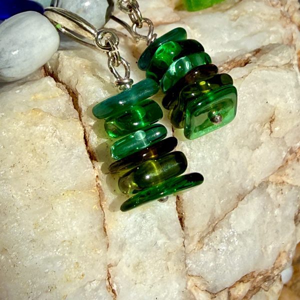 Round Blue glass earrings